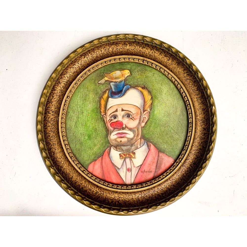 Vintage Clown Artini Painted Engraving